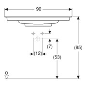 Geberit Möbelwaschtisch One 90cm, HL mit., o. ÜL, we. K-Tect/Bl we.-5
