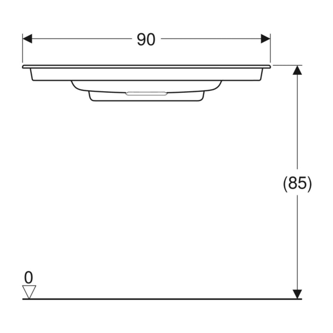Geberit Möbelwaschtisch One 90x40cm, o HL, Ü vd, w K-Tect/Bl we. gl
