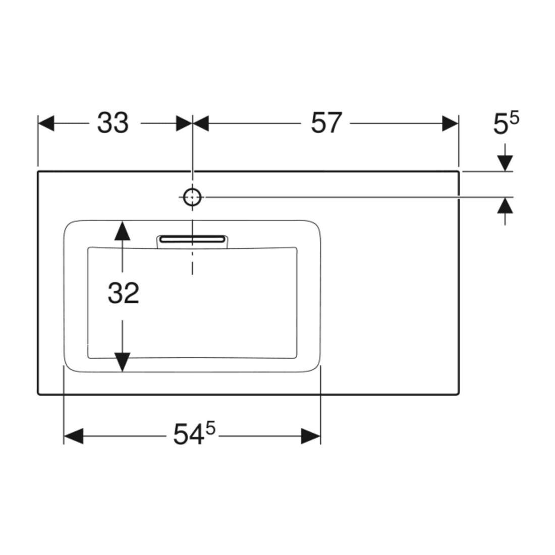Geberit Möbelwaschtisch One 90x47,5cm, o Ü, w K-Tec/Bl w, Hahnl. li