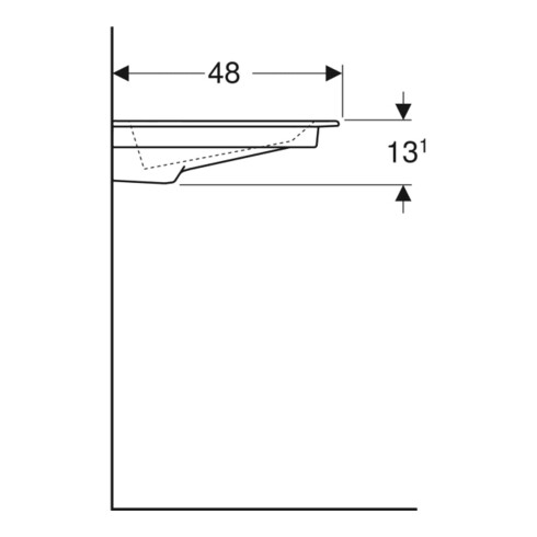 Geberit Möbelwaschtisch One 90x47,5cm, o Ü, w K-Tec/Bl w, Hahnl. li