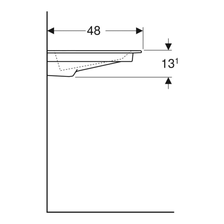 Geberit Möbelwaschtisch One 90x47,5cm, o Ü, w K-Tec/Bl w, Hahnl. li