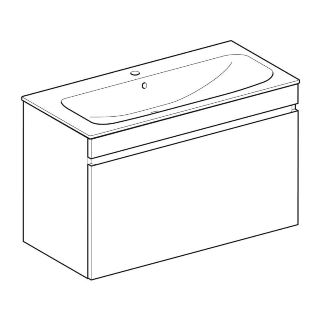 Geberit Möbelwaschtisch-Set Renova Plan 100x62,2x48cm, Kor/Fr. w hg, WT w/KT