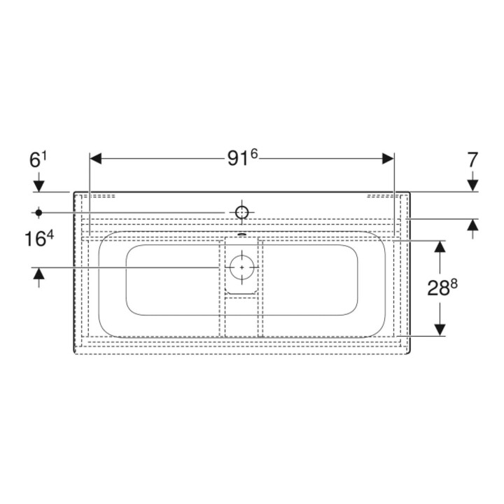 Geberit Möbelwaschtisch-Set Renova Plan 100x62,2x48cm, Korp Nussb besch., WT we.