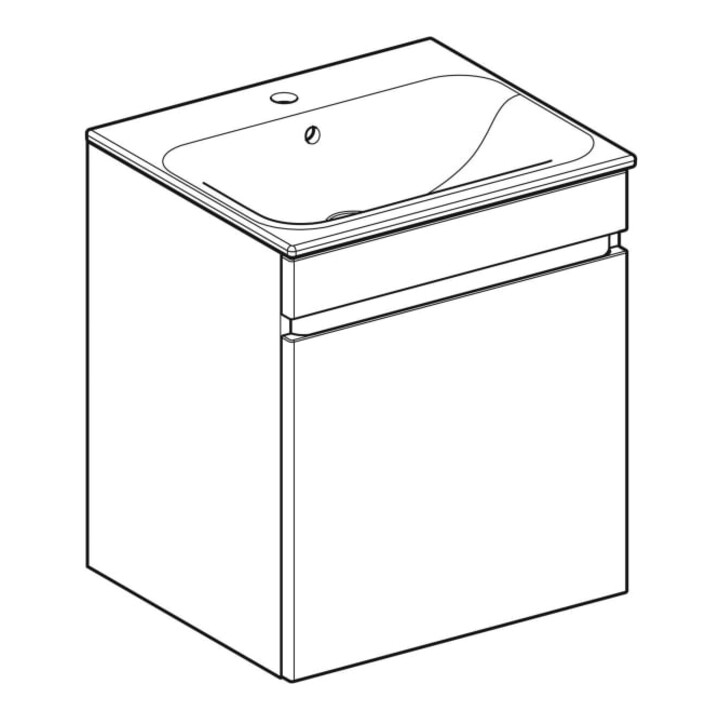 Geberit Möbelwaschtisch-Set Renova Plan 55x62,2x48cm, Kor/Fr. w hochgl., WT we.