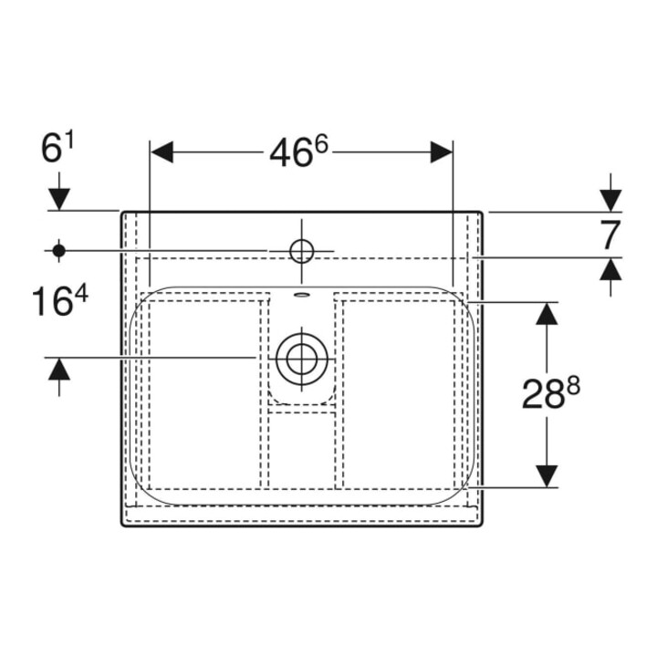 Geberit Möbelwaschtisch-Set Renova Plan 55x62,2x48cm, Kor/Fr. w hochgl., WT we.