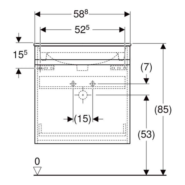 Geberit Möbelwaschtisch-Set Renova Plan 60x62,2x48cm, Kor/Fr. la mt/WT we/KeraTe