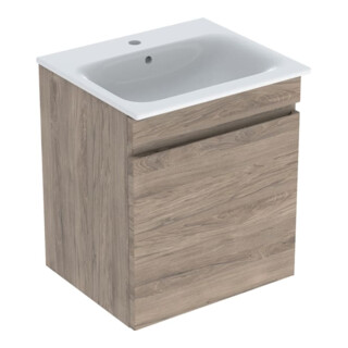 Geberit Möbelwaschtisch-Set Renova Plan 60x62,2x48cm, Korp Nussb besch., WT weiß