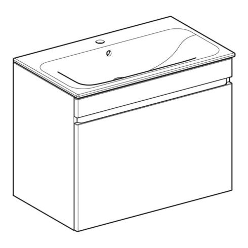 Geberit Möbelwaschtisch-Set Renova Plan 80x62,2x48cm, Korp Nussb besch., WT weiß