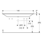 Geberit Möbelwaschtisch Xeno2 140x48cm, 2 HL, o. Überlauf, weiß-alpin-2