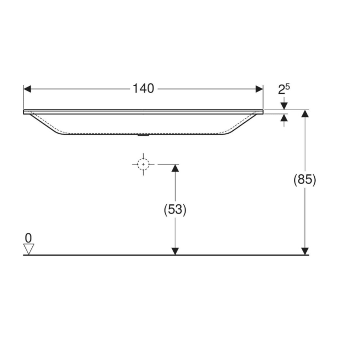 Geberit Möbelwaschtisch Xeno2 140x48cm, o. Hahnl., o. ÜL, weiß-alpin