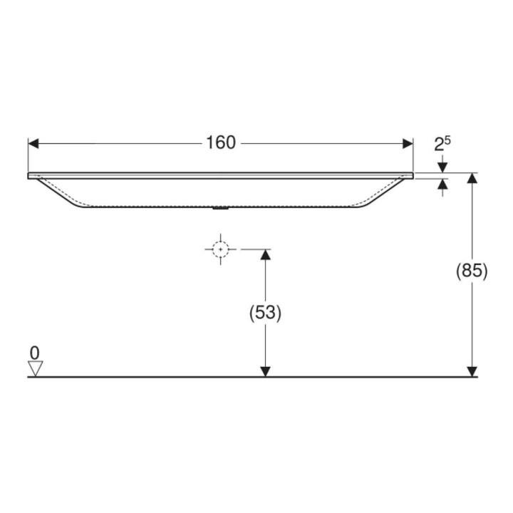 Geberit Möbelwaschtisch Xeno2 160x48cm, o. Hahnl., o. ÜL, weiß-alpin