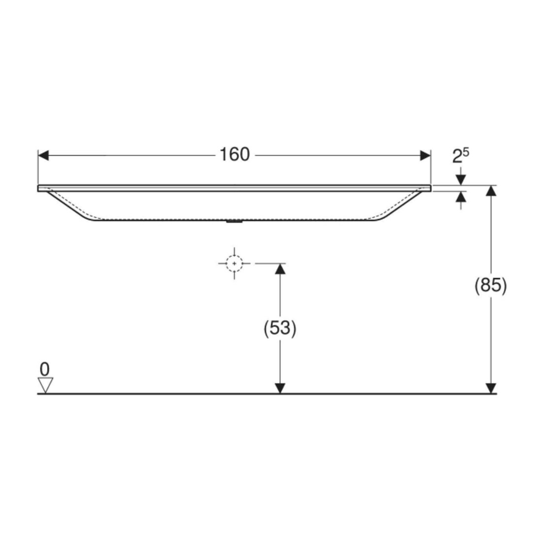 Geberit Möbelwaschtisch Xeno2 160x48cm, o. Hahnl., o. ÜL, weiß-alpin