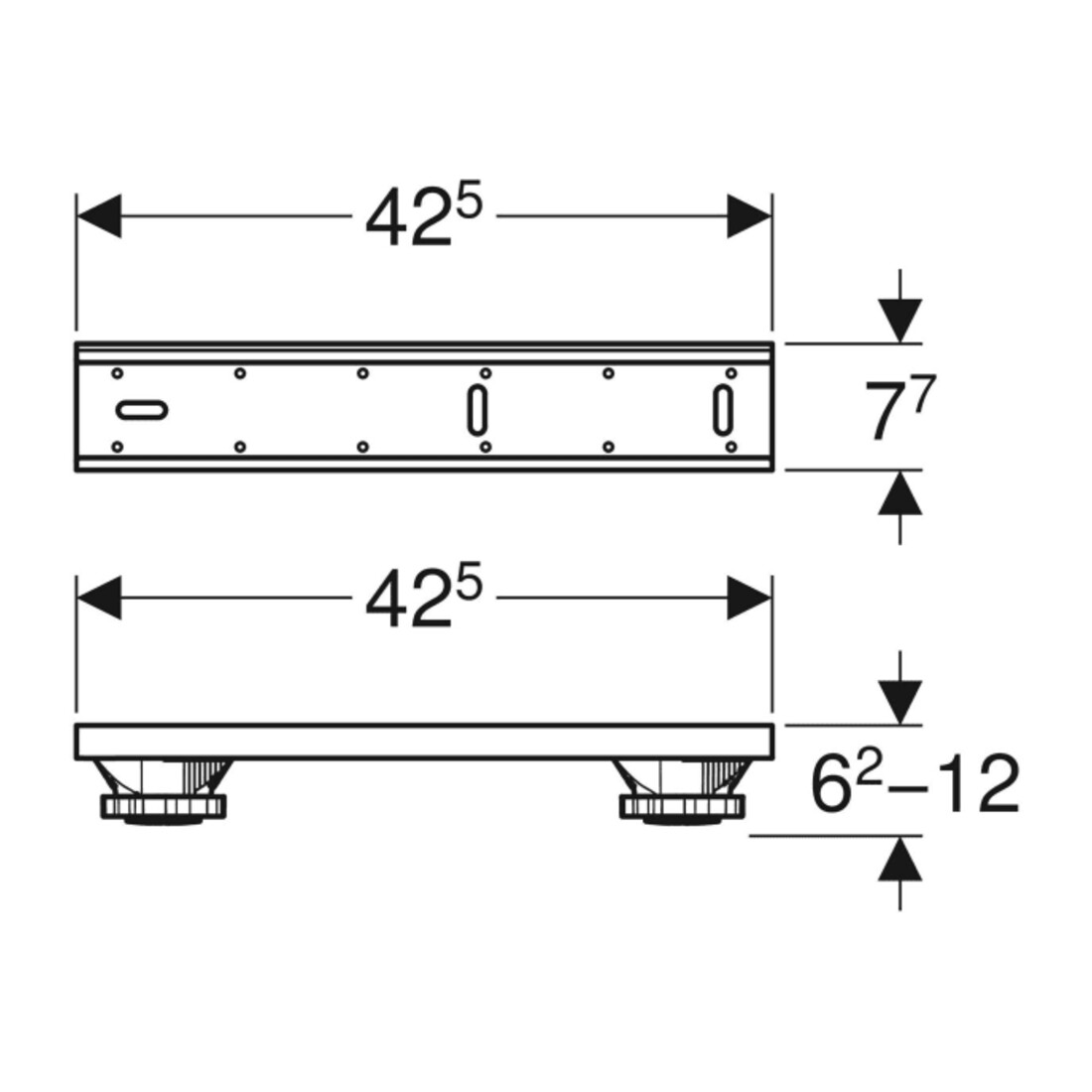 Geberit Pieds/Traverses pour receveurs de douche en acrylique, 7,3x42,5 cm