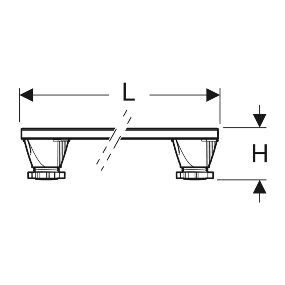Geberit Pieds/Traverses pour receveurs de douche en résine de pierre, 110x7,3x9-21cm