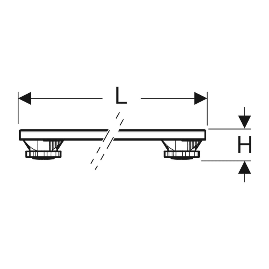 Geberit Pieds/Traverses pour receveurs de douche en résine de pierre, 70x7,3x6-12cm