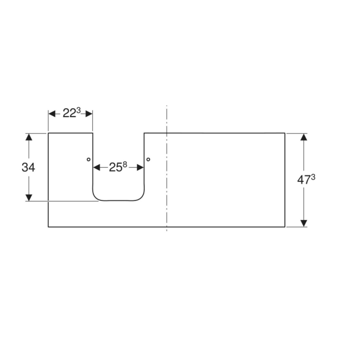Geberit Plan de lavabo One 120x2x47cm, AS L, SZ, marbre noir/mat