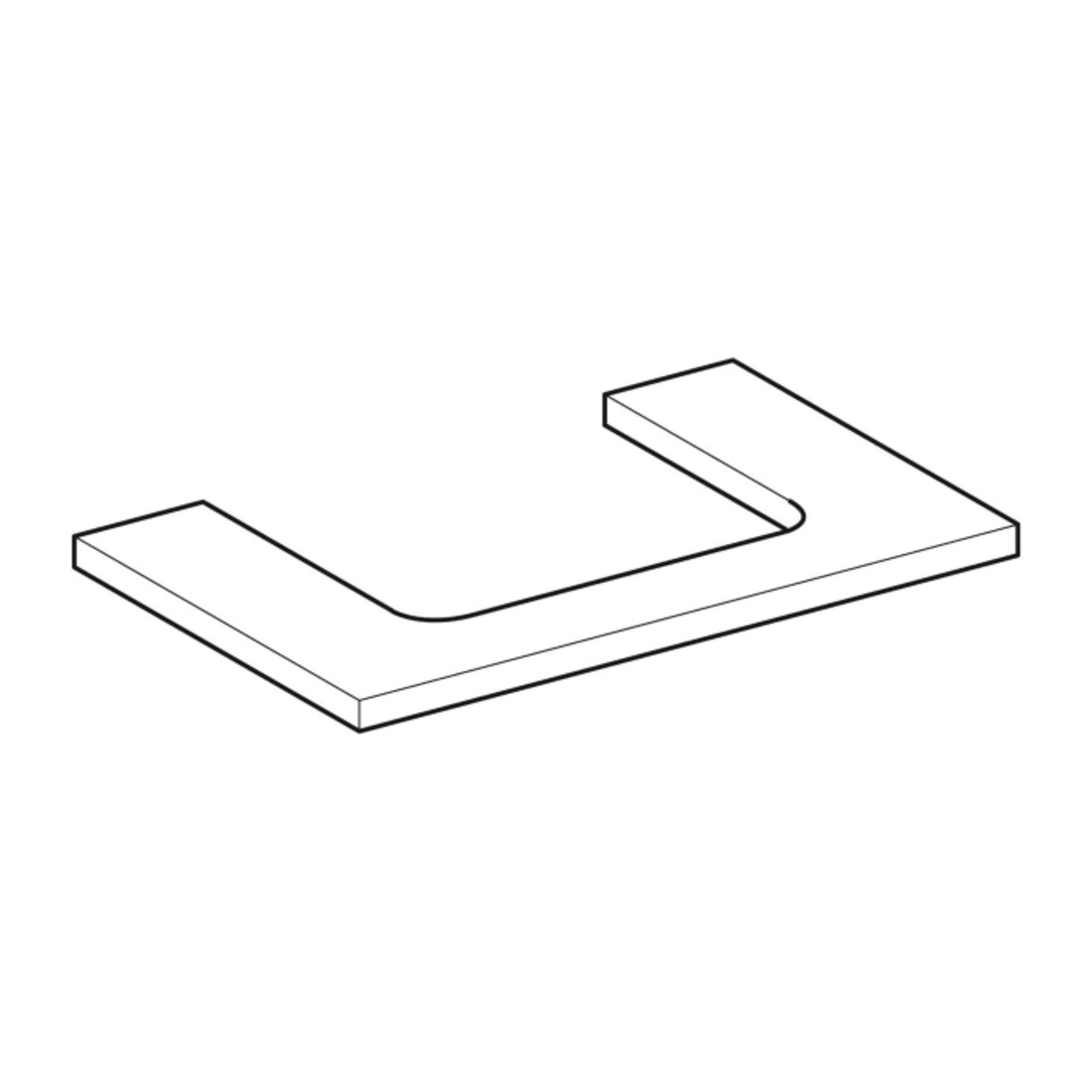 Geberit Plan de lavabo One 75x3x47 cm, surface laquée blanche, découpe centrale