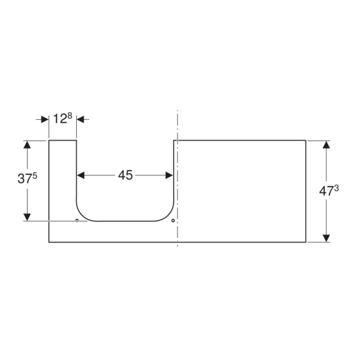 Geberit Plan de vasque One 120x2x47 cm, AS L, SZ, marbre noir/mat