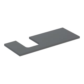Geberit Plan de vasque One 120x3x47cm, lava/laqué mat, découpe à gauche