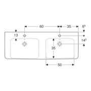 Geberit Plan vasque double Renova 130x48 cm, mitigeur, trop-plein, blanc-4
