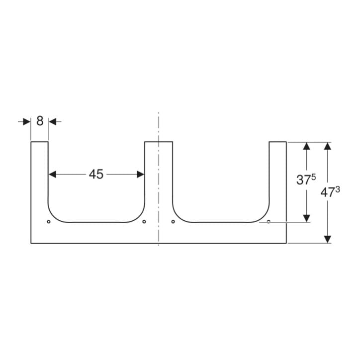Geberit Plan Vasque One 120x2x47 cm, AS 2 p., SZ, Marbre bl/ma