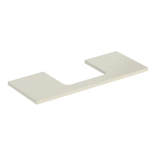 Geberit Plan vasque One 120x3x47 cm, sable-gris / gauche, avec découpe.
