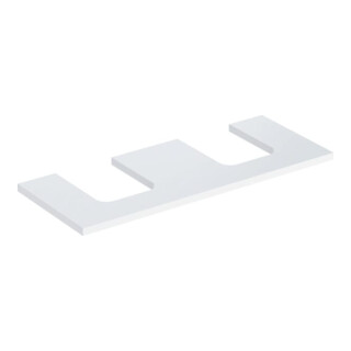 Geberit Plan vasque One 120x3x47cm, blanc/laminé brillant, 2 découpes
