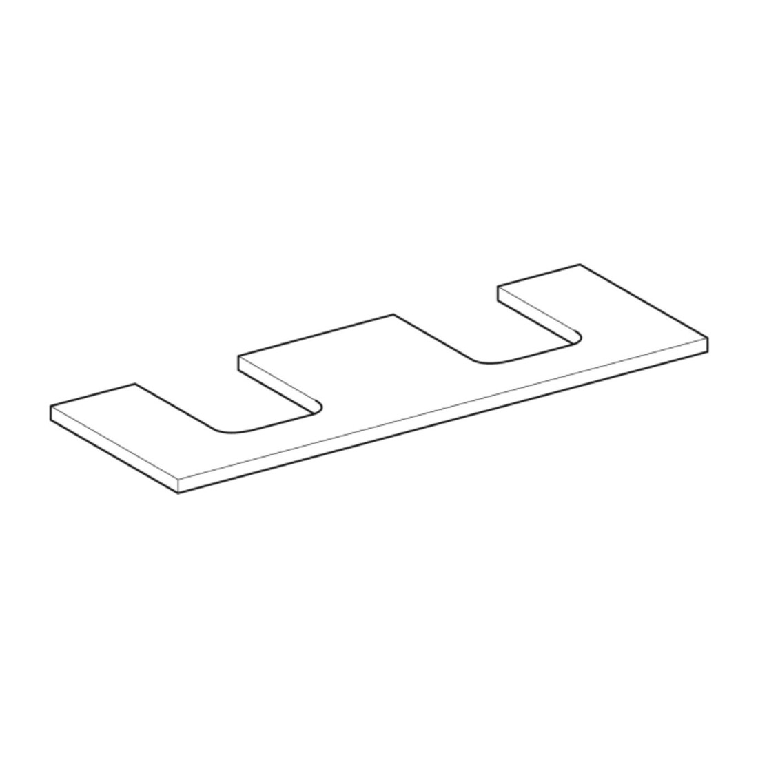 Geberit Plan vasque One 135x3x47cm, blanc laqué, découpe double