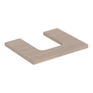 Geberit Plan vasque One 60x3x47 cm, chêne/bois Mela, avec découpe.