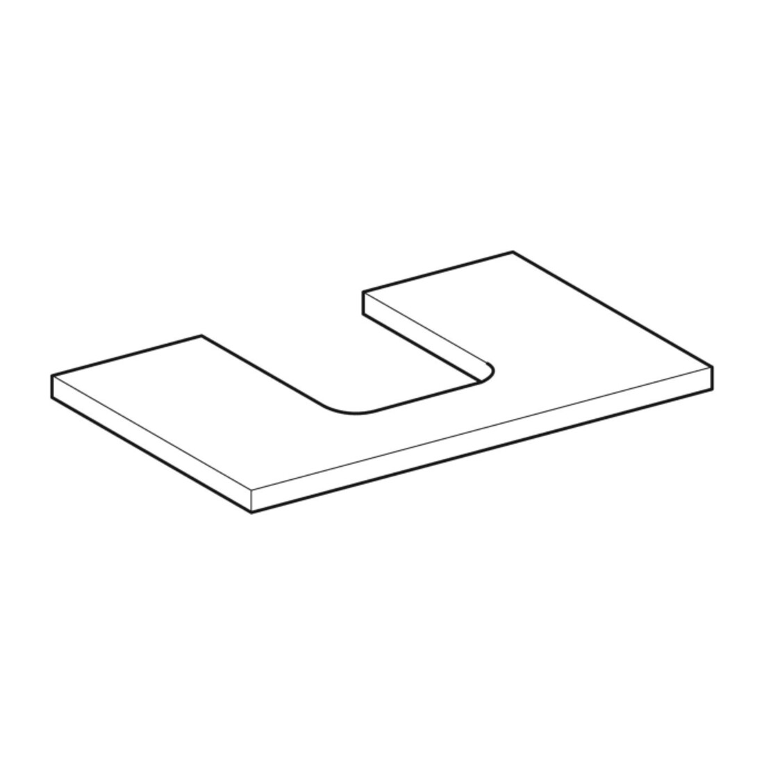 Geberit Plan vasque One 75x3x47cm, blanc/laqué, découpe centrale