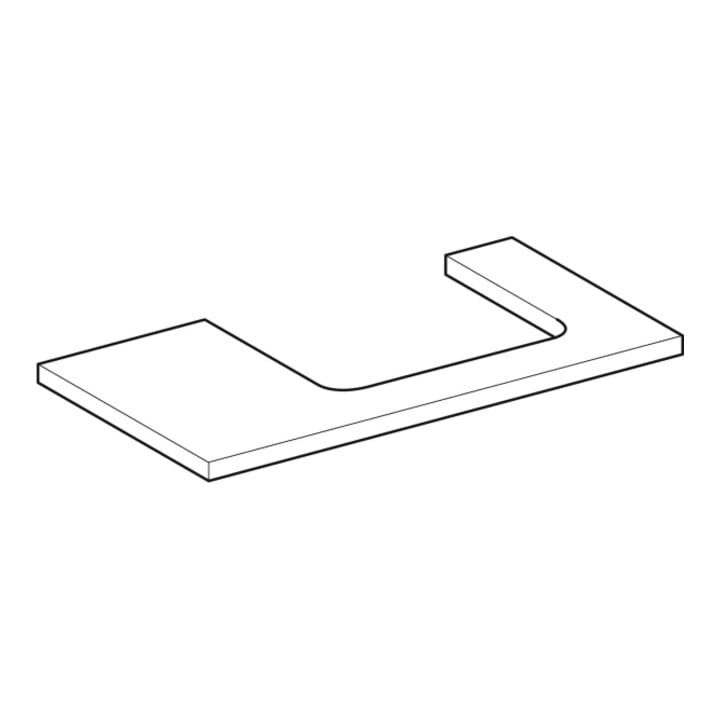 Geberit Plan vasque One 90x3x47cm, blanc laqué, découpe à droite