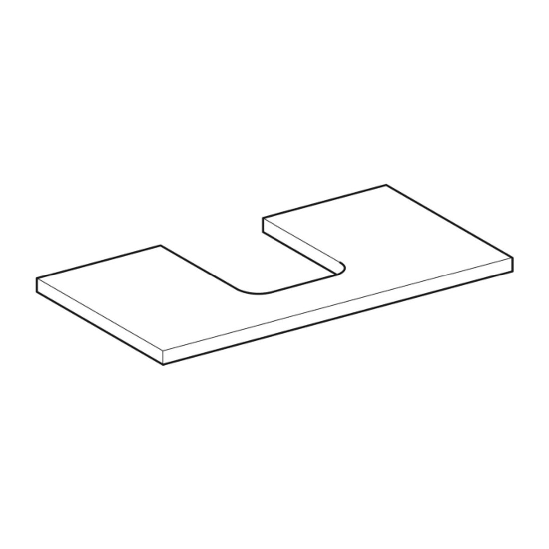 Geberit Plan vasque One 90x3x47cm, blanc laqué, découpe centrale