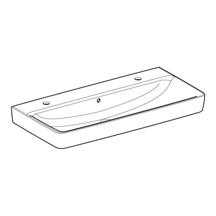Geberit Plan vasque Renova 100x48 cm, robinetterie droite/gauche, avec trop-plein, blanc K-Tect
