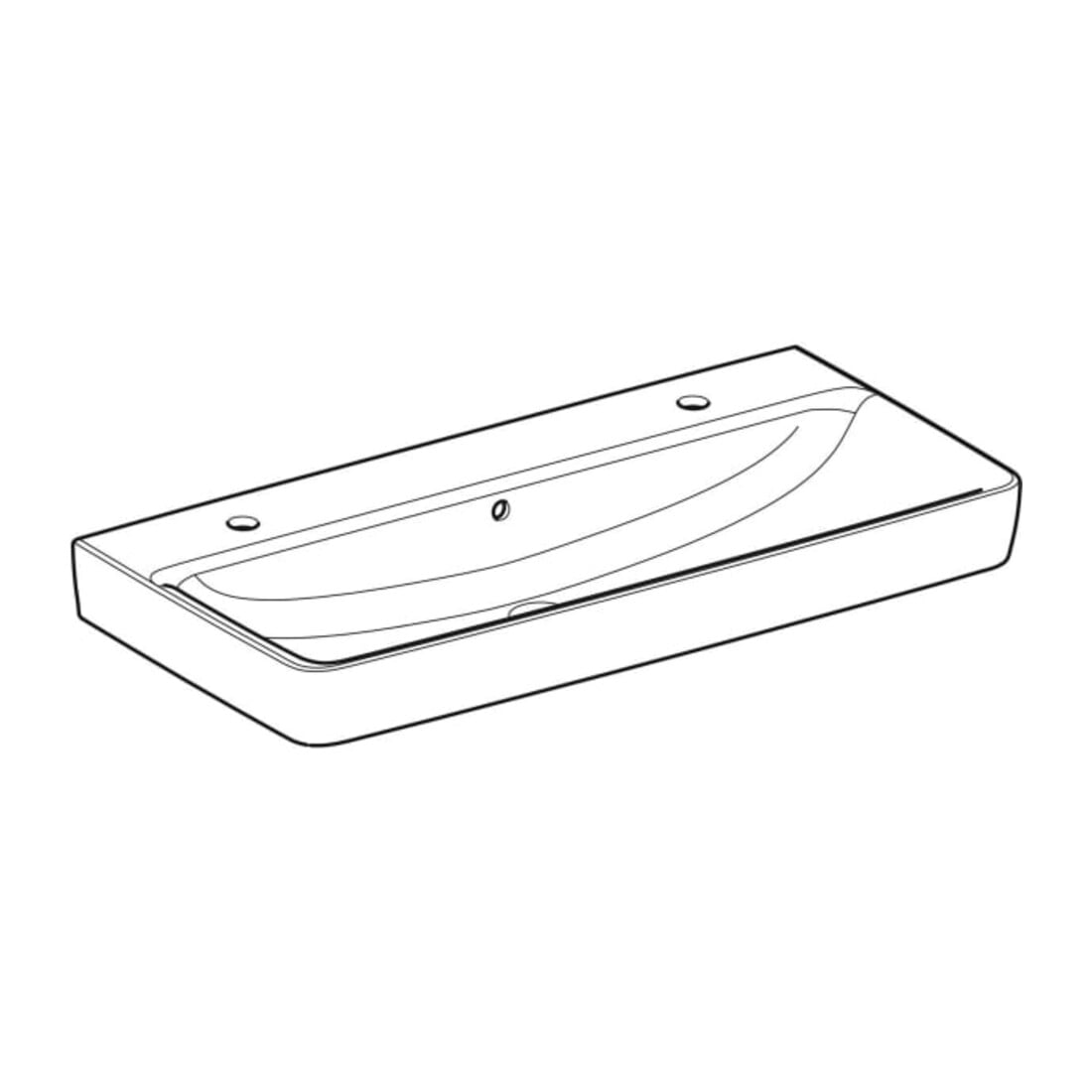 Geberit Plan vasque Renova 100x48 cm, robinetterie droite/gauche, avec trop-plein, blanc K-Tect