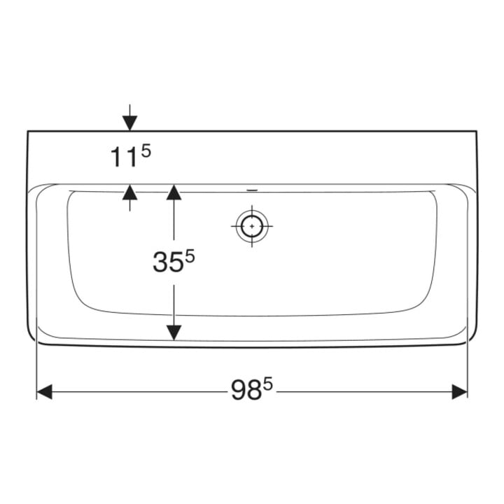 Geberit Plan vasque Renova 100x48 cm, sans robinet, avec trop-plein, blanc