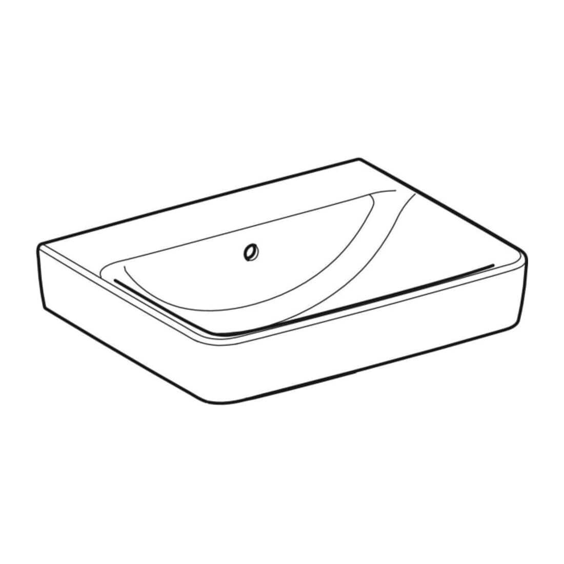 Geberit Plan vasque Renova 55x44 cm, sans robinet, avec trop-plein, blanc KeraTect