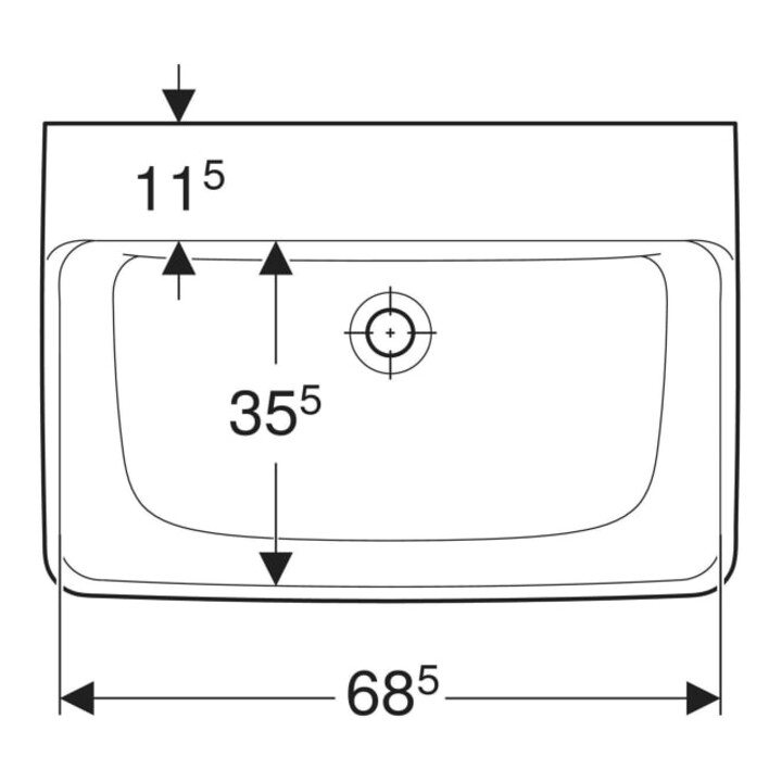 Geberit Plan Vasque Renova 70x48 cm, sans robinet, sans trop-plein, blanc KeraTect
