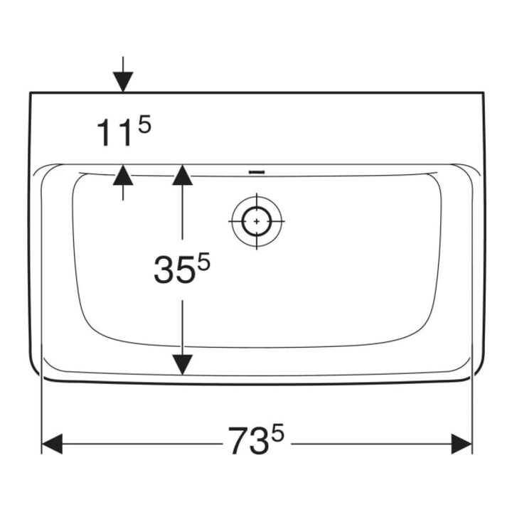Geberit Plan vasque Renova 75x48 cm, sans robinet, avec trop-plein, blanc KeraTect