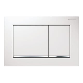 Geberit Plaque de recouvrement Omega 20 Pl/T blanc, rayée, brillant, pour chasse 2-Mg