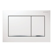 Geberit Plaque de recouvrement Omega 20 Pl/T blanc, rayée, brillant, pour chasse 2-Mg