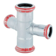Geberit Raccord en croix Mapress acier C d 22x15 mm, 30°, rouge, galvanisé extérieur