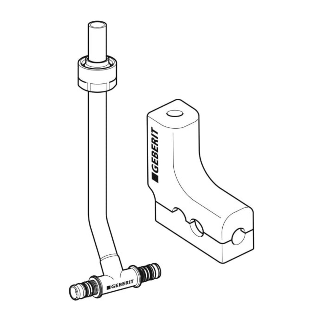 Geberit Raccord en T métal Mepla d 20x15mmx300mm, avec raccord et boîte, Ms/Cu
