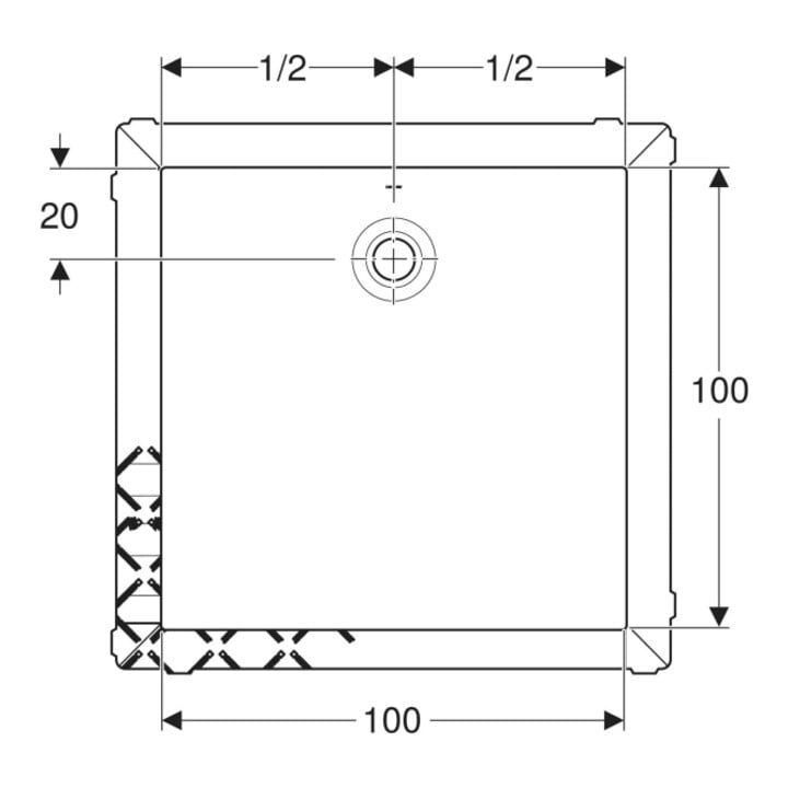 Geberit Receveur de douche Olona blanc/mat, carré, 100x100x4 cm
