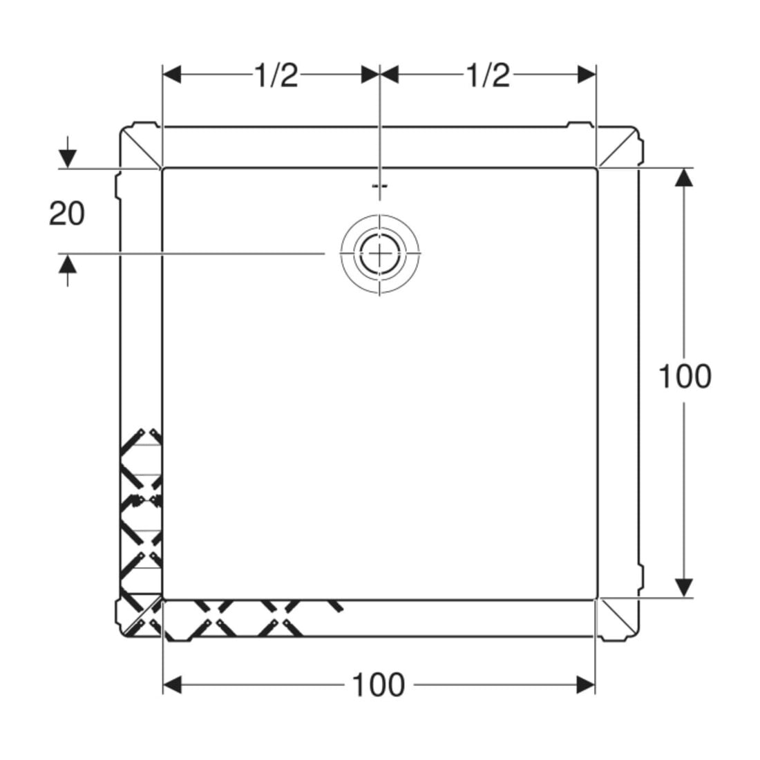 Geberit Receveur de douche Olona blanc/mat, carré, 100x100x4 cm