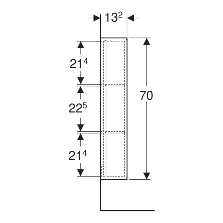 Geberit Regal 22,5x70x13,2cm, re, Ei nat./Mel. Struk.