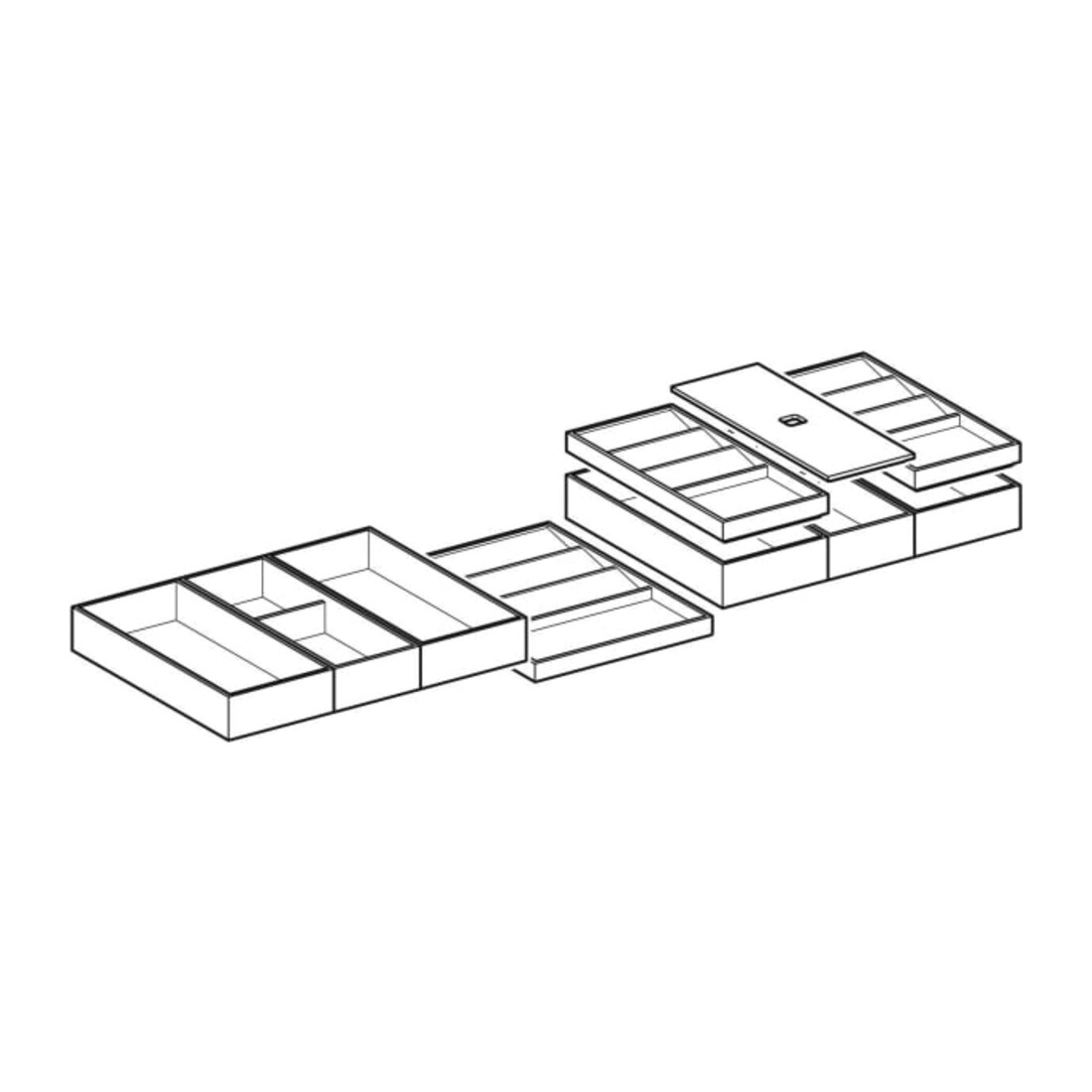 Geberit Schubladeneinsatz-Set 120cm breit, für obere Schublade, Bambus