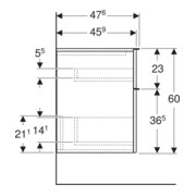 Geberit Seitenschrank iCon 45x60x47,6cm, 2 Laden, w/lack. hochgl.-4