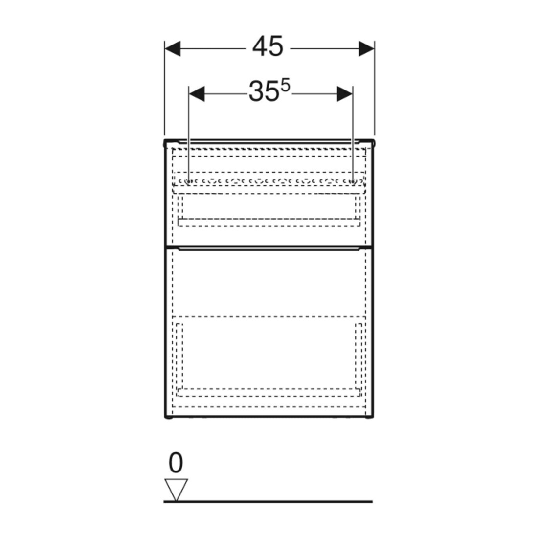 Geberit Seitenschrank iCon 45x60x47,6cm, 2 Laden, we. ma/Gr we. ma