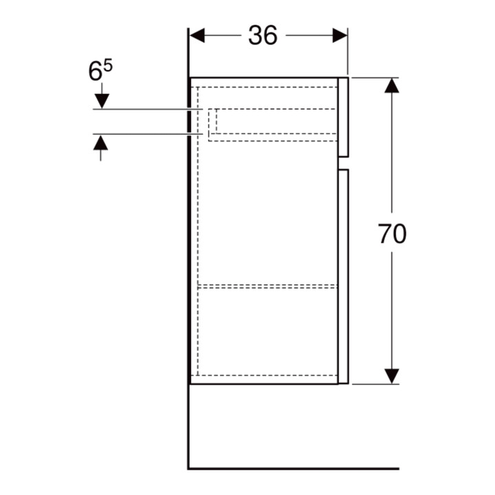 Geberit Seitenschrank Renova Plan 39x70x36cm, 1 T., 1 Lade, la., lack. ma