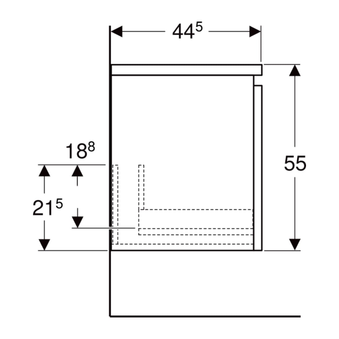 Geberit Seitenschrank Renova Plan 40x55x44,5cm, 1 Lade, la., lackiert matt